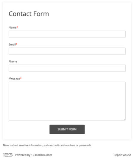123formbuilder.com contact form