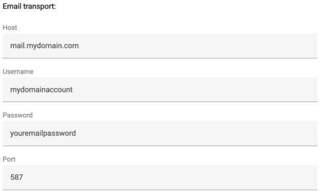 SMTP host and port settings with Hetzner