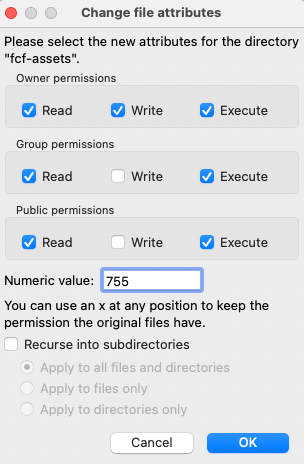 Correct folder permissions